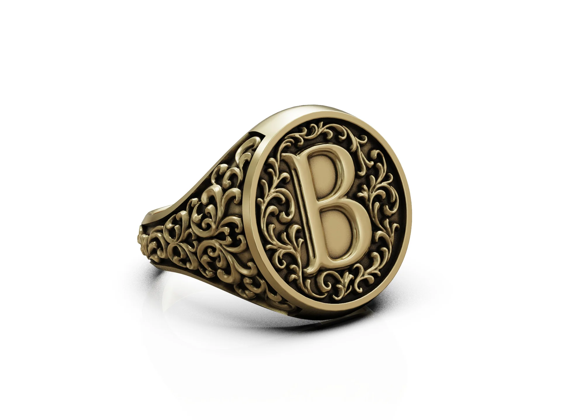 Ornate Initial Signet Ring — view 8