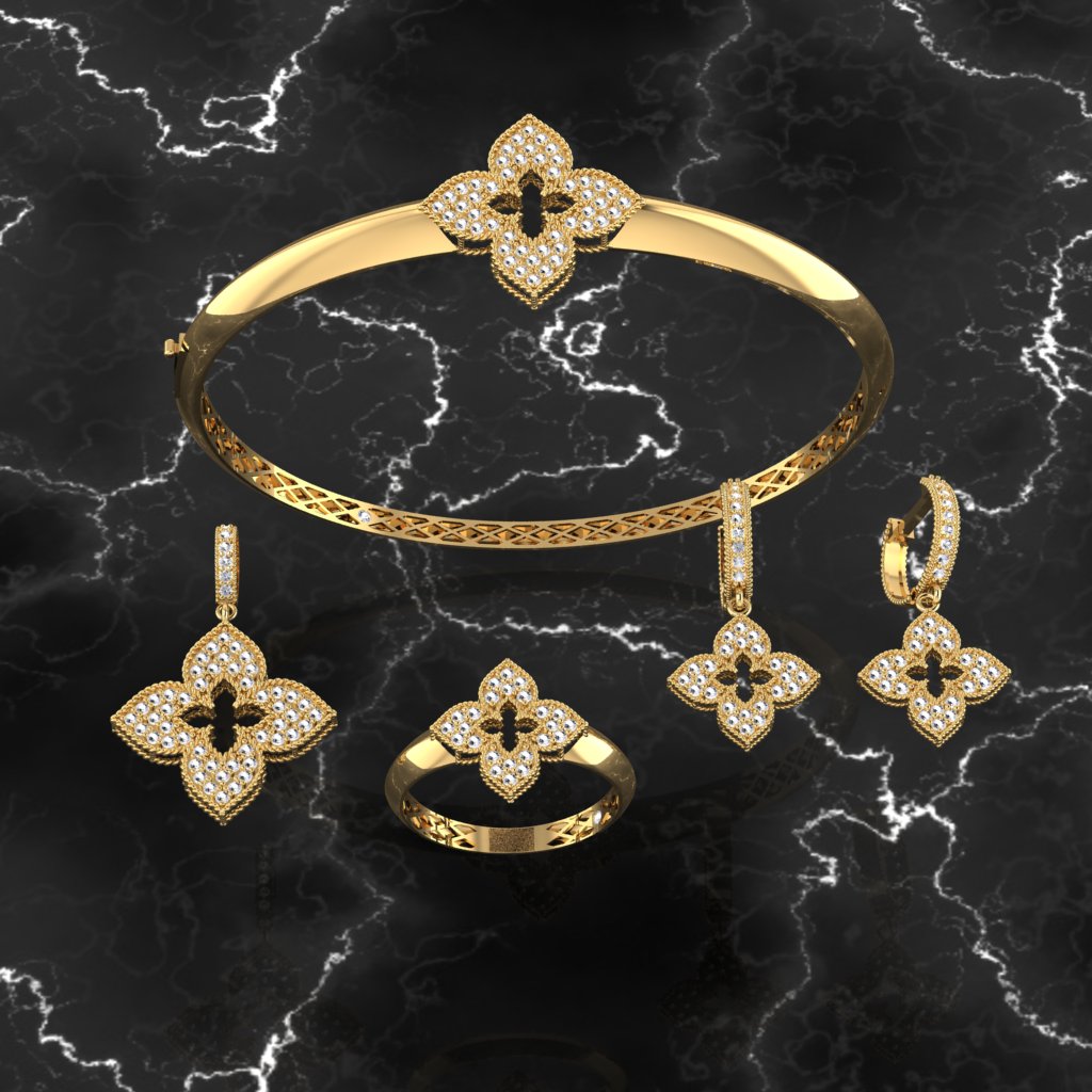 Complete set with floral motifs
