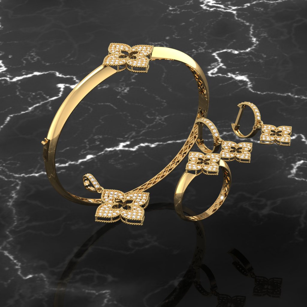 Complete set with floral motifs — view 2