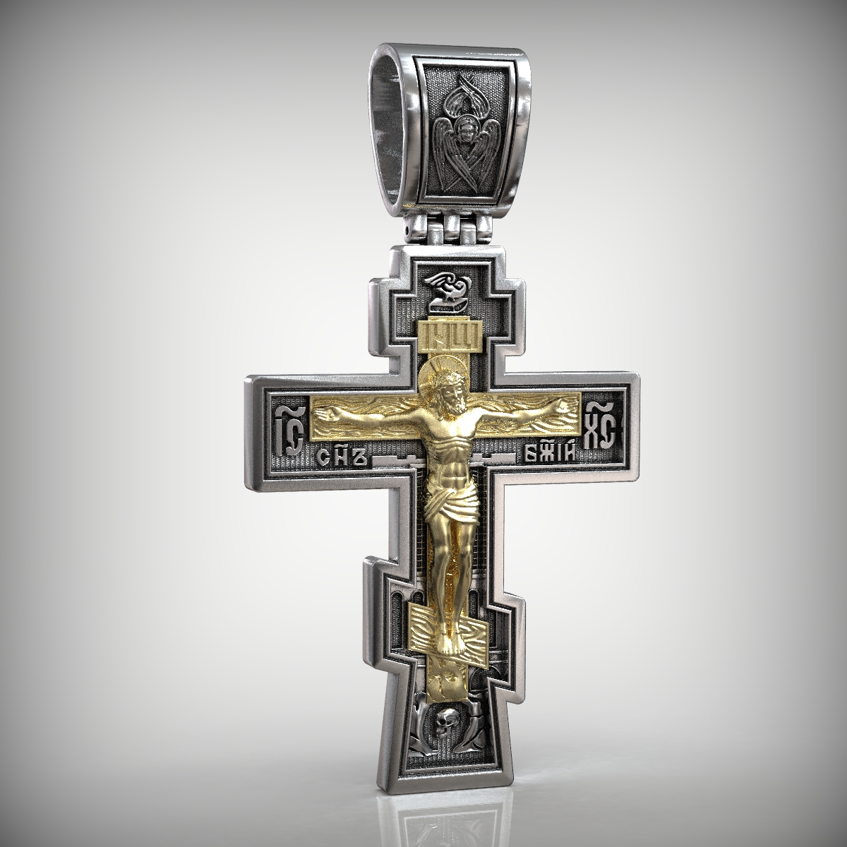 Orthodox Crucifix Angel Bail Pendant — view 8