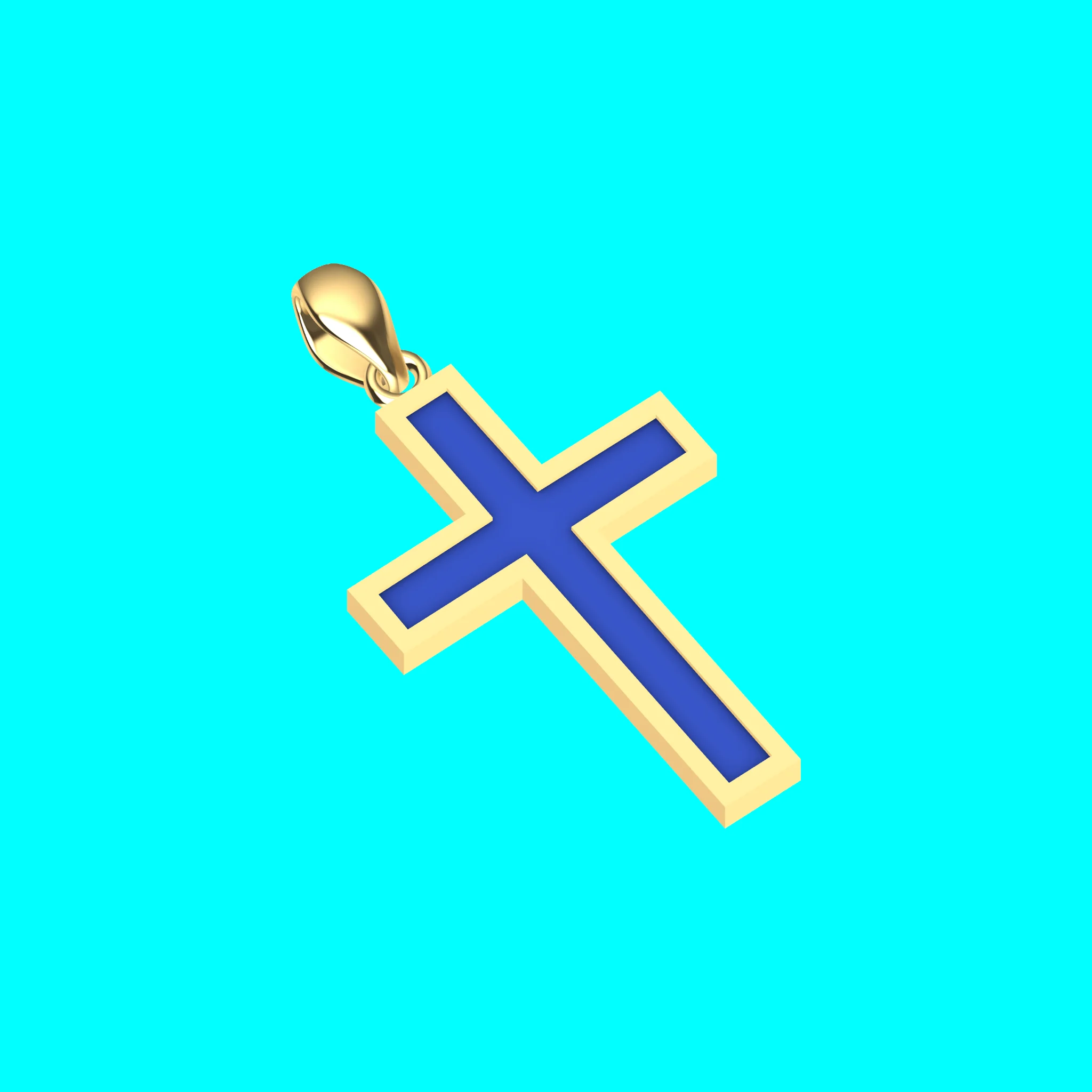 Framed Straight Bar Cross Pendant — view 1