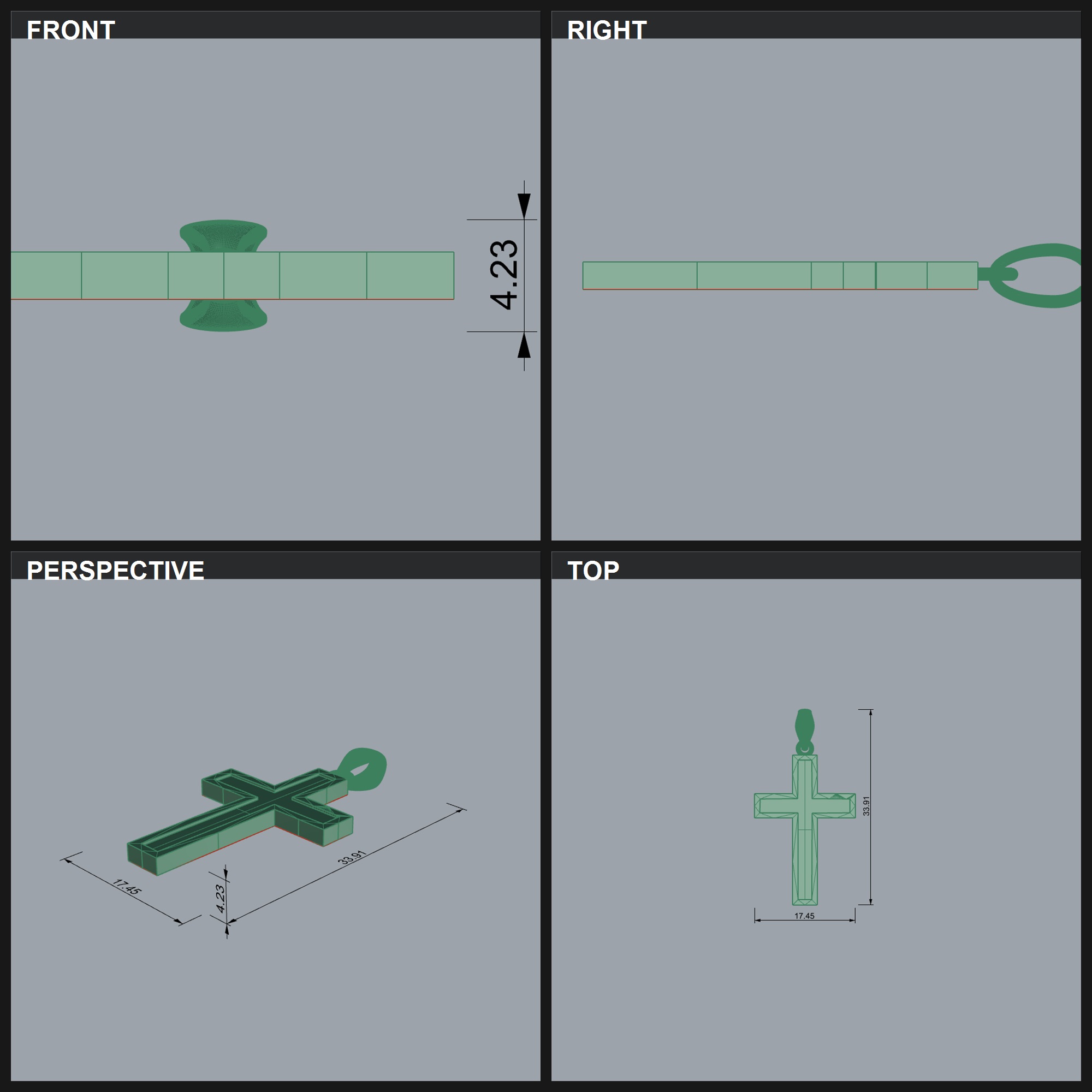 Framed Straight Bar Cross Pendant — view 6