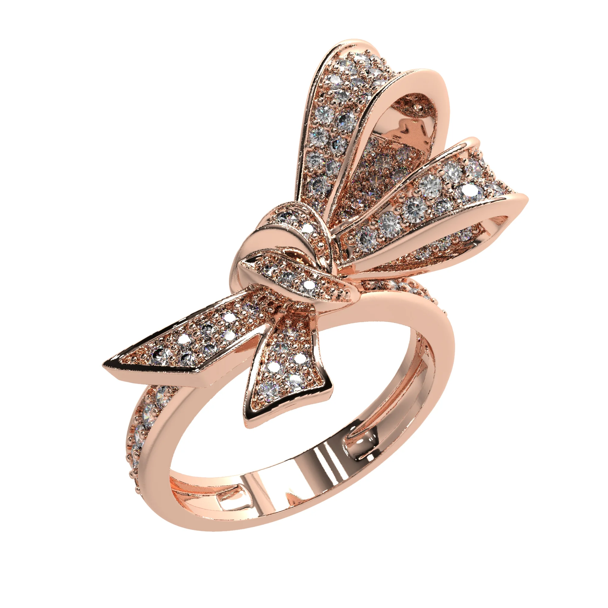Jewelry Bow Ring with diamonds stile Graff 3D print model 