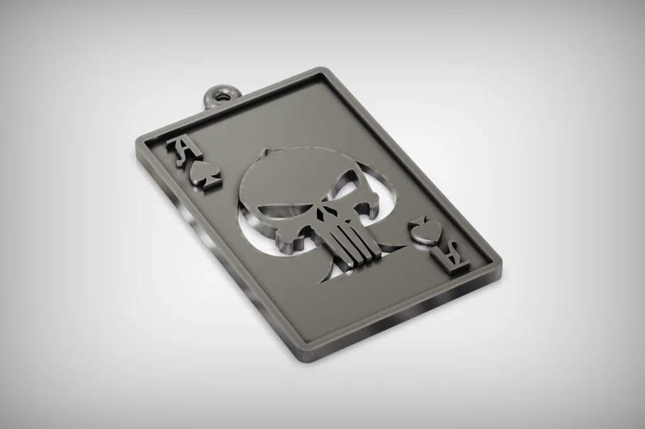 Skull Ace of Spades Playing Card Pendant