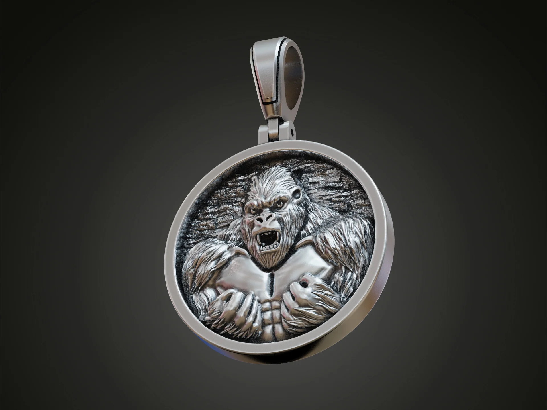 Primal Gorilla High Relief Medallion — view 3