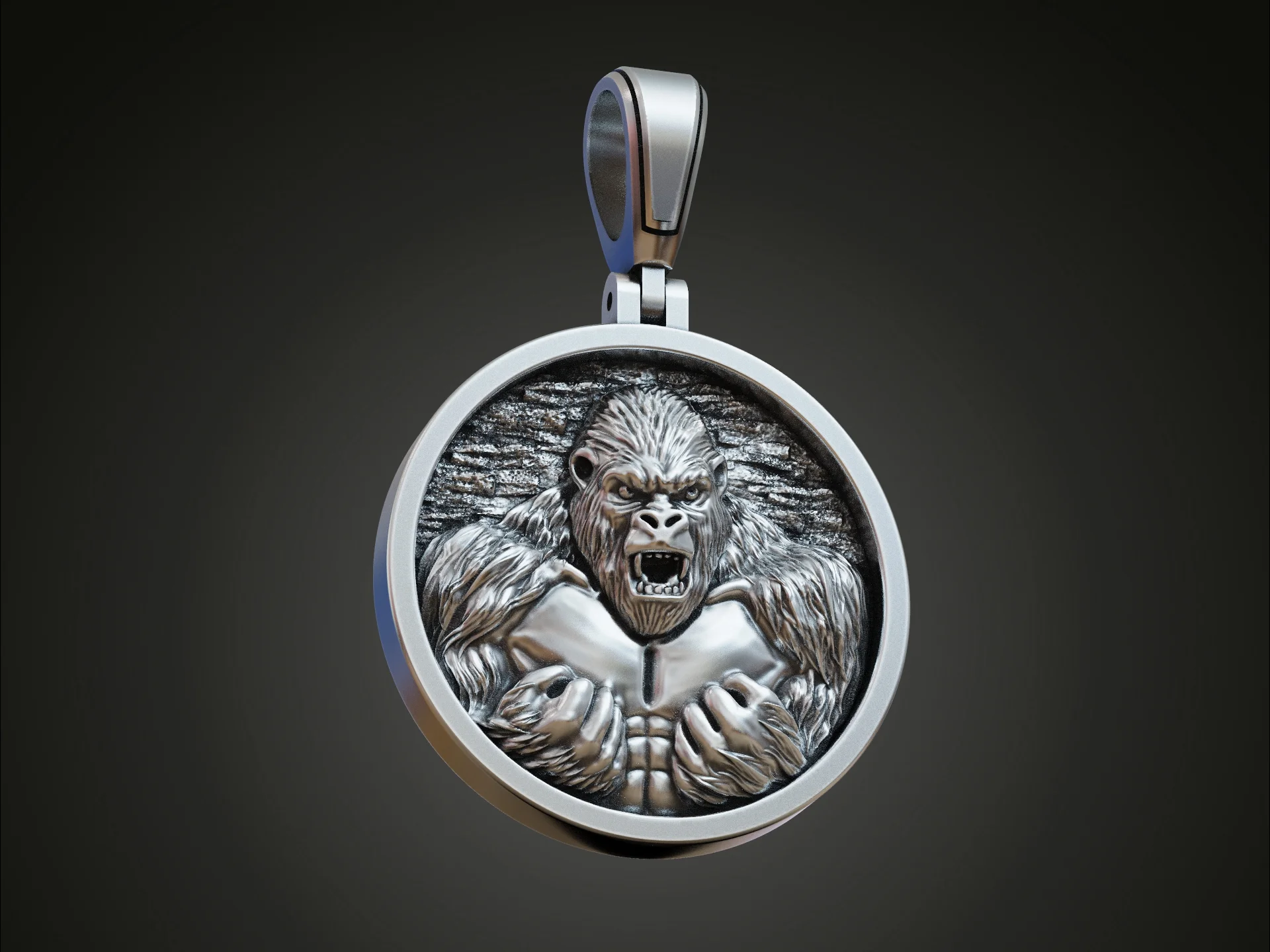 Primal Gorilla High Relief Medallion — view 2