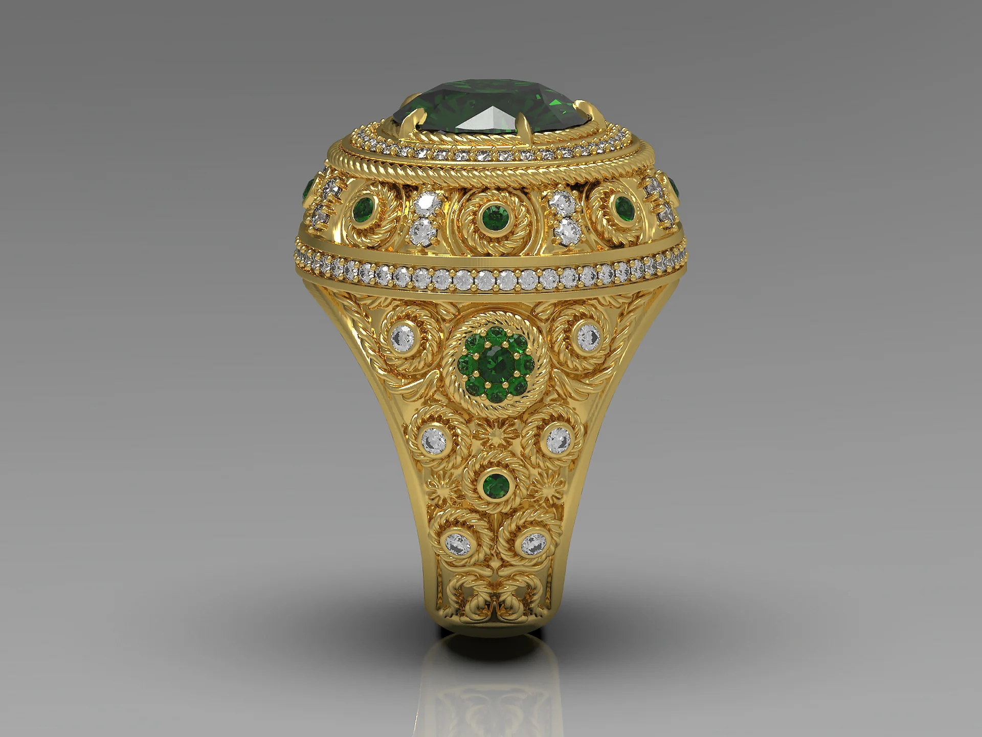Mens Ring with Large Round Stone 3D Model — view 2
