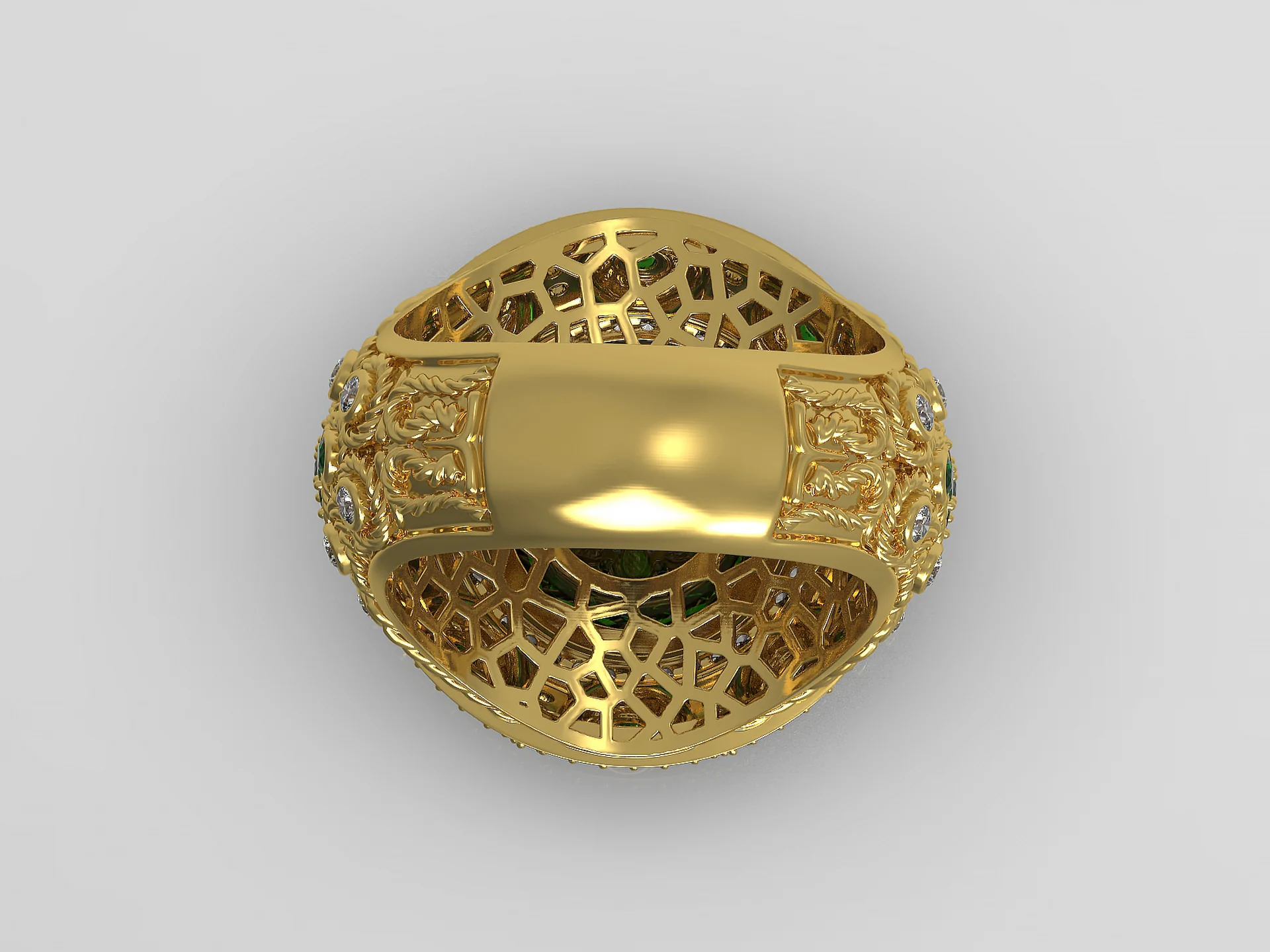 Mens Ring with Large Round Stone 3D Model — view 4