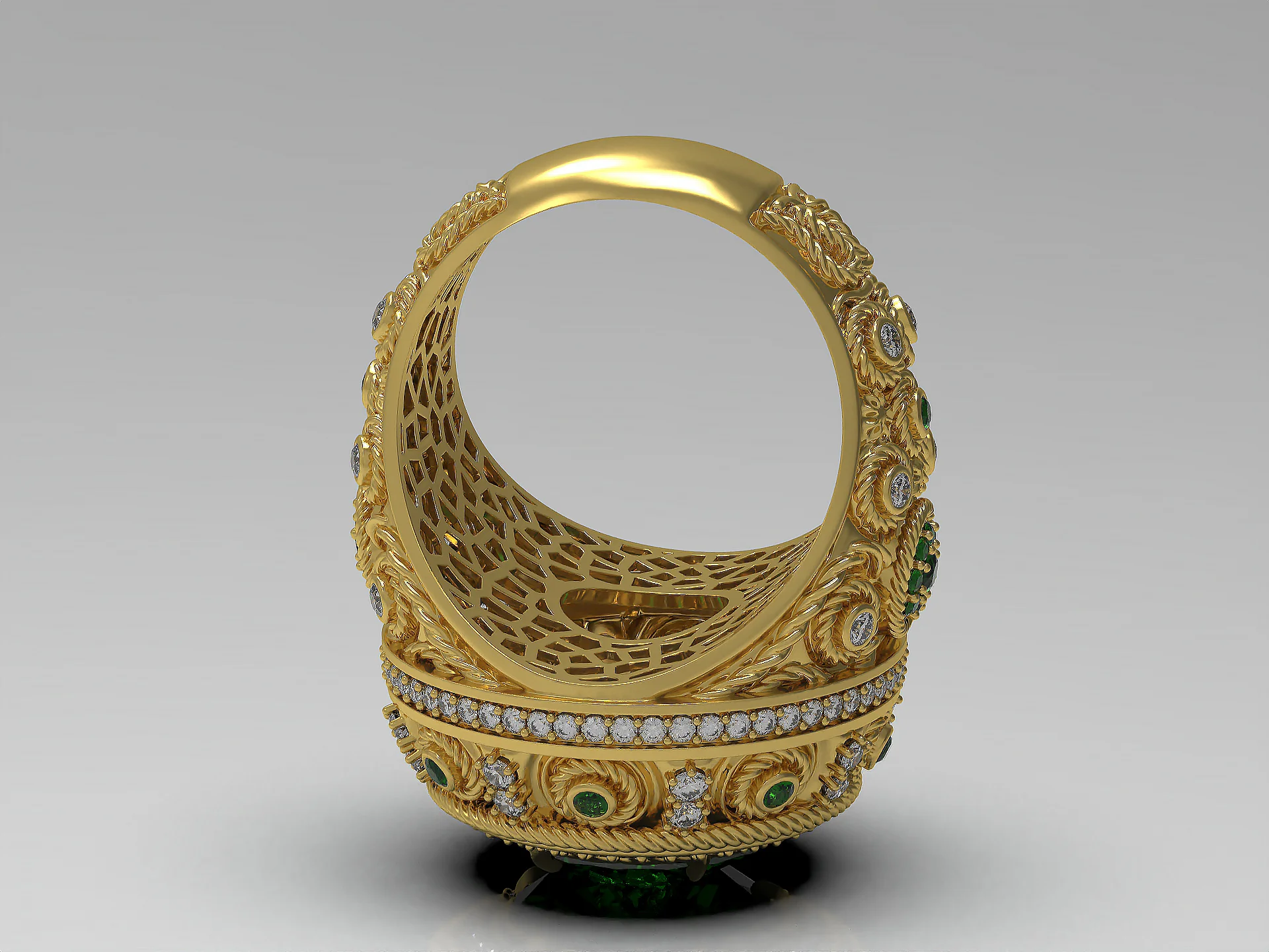 Mens Ring with Large Round Stone 3D Model — view 5