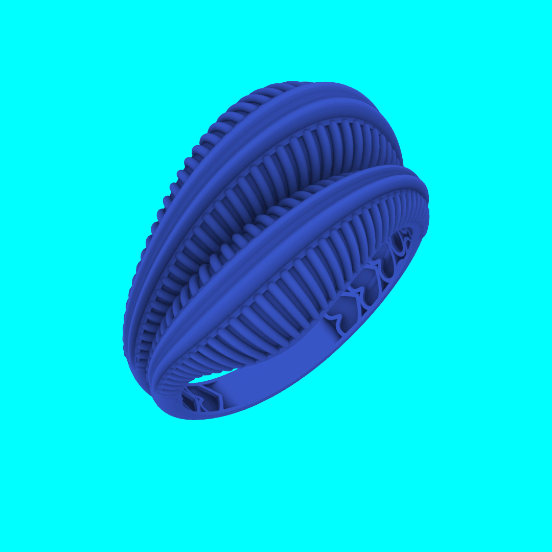 Double Ribbed Dome Ring with Raised Borders