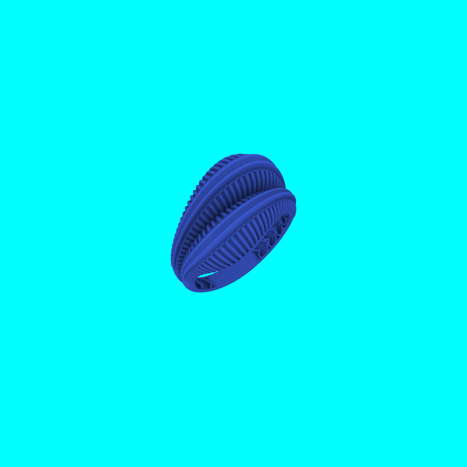 Double Ribbed Dome Ring with Raised Borders — view 2