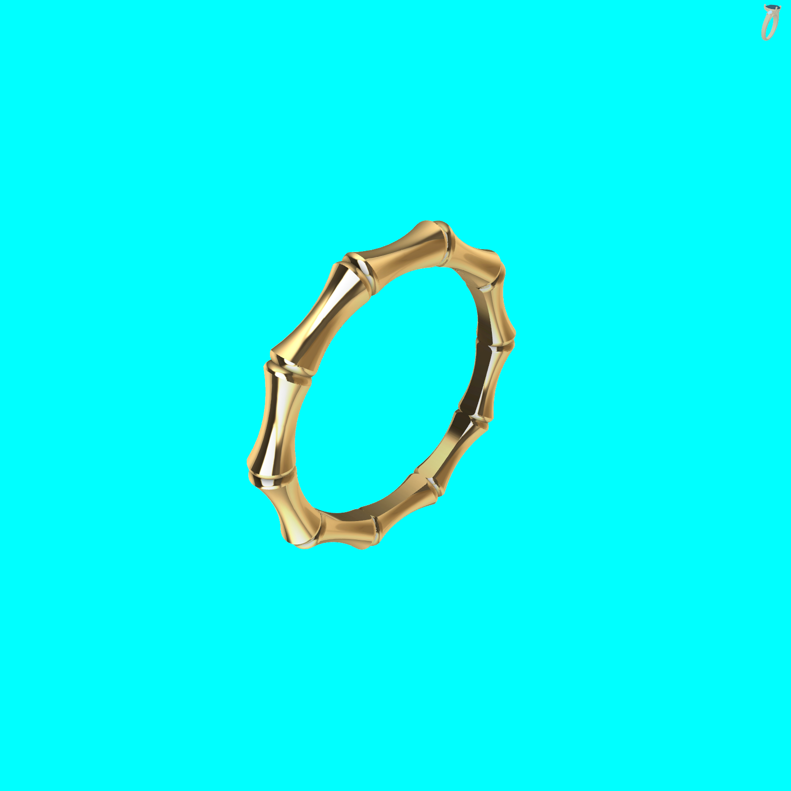Bamboo Stalk Band Ring 3D MODEL — view 8