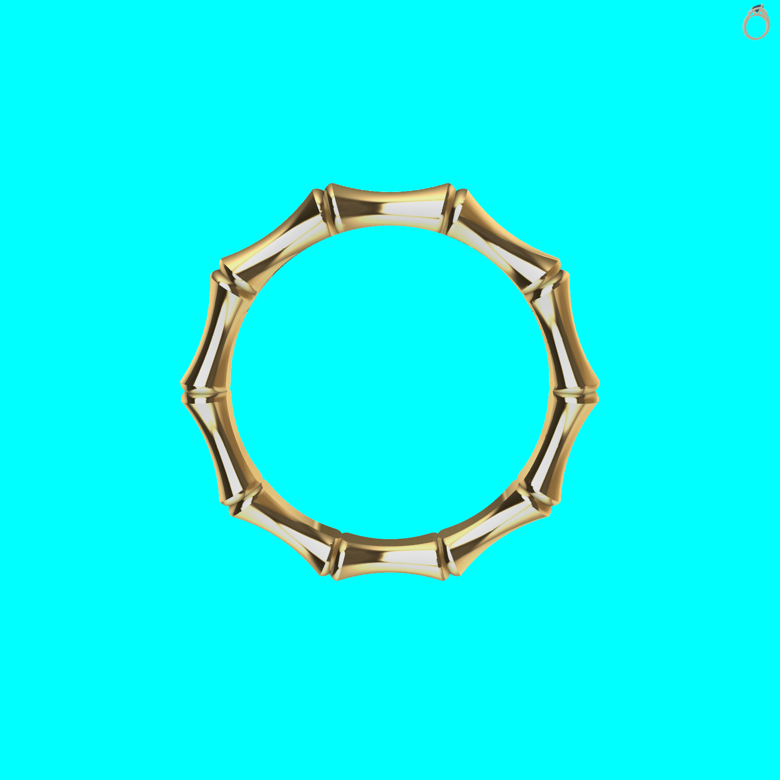 Bamboo Stalk Band Ring 3D MODEL — view 4