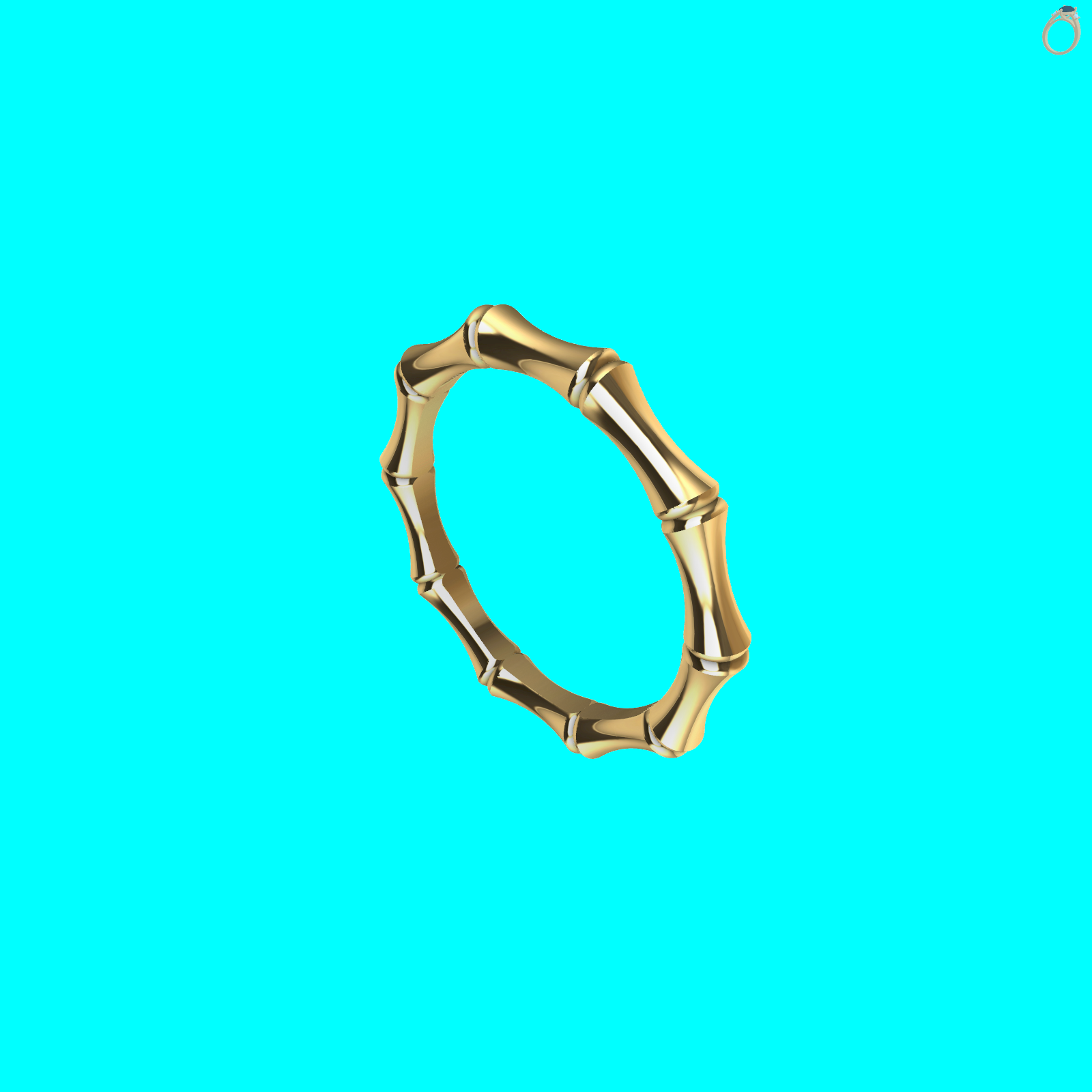 Bamboo Stalk Band Ring 3D MODEL — view 7